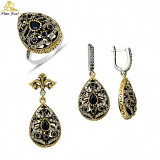 Gümüş Otantik Taşlı Set